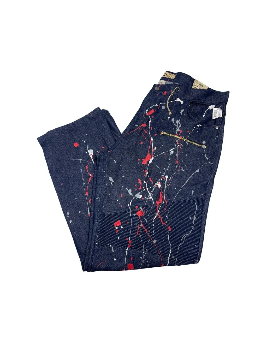 GS-115 Moto Paint Splatter Men's Jeans Size 40x33 New With Tags